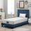 Lit semplice - MUVOE - 90x200 cm - Imbottito - Materasso a molle - Blu 2
