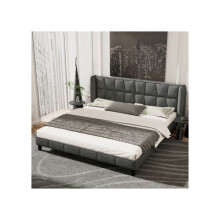 Lit rembourré - MUVOE - 180x200 cm - Tête de lit confortable - Velours gris - 2 places