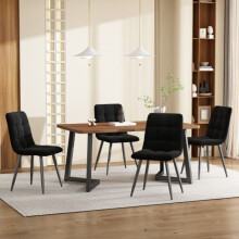 Eetkamerset - MUVOE - 5-delig - Zwart fluweel - Modern design - 4 plaatsen