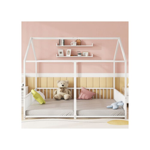 Metaalbed - MUVOE - 90x200 cm - Huisdesign - 2 plaatsen - Wit