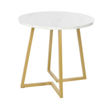 Ronde eettafel - Wit/marmer/goud - 80 cm - Metaal - Hedendaags ontwerp