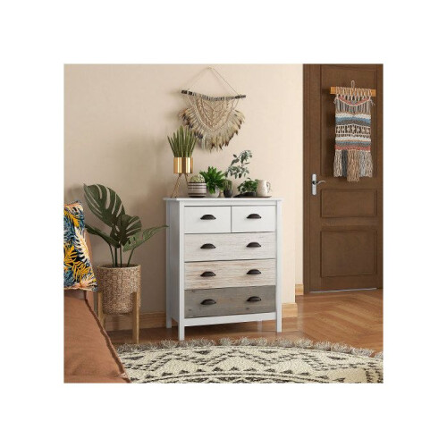 Commode - MUVOE - 5 lades - Wit - 70x38x85 cm - Antikantel 1