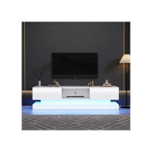 Móvel para TV - MUVOE - 160x35x40,5 cm - Branco brilhante - 2 gavetas - Iluminação LED controlada por aplicativo