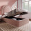Lit semplice - MUVOE - 90 x 200 cm - Rosa - Velluto - Con storage idraulico 4