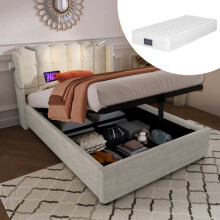 Lit - MUVOE - 90x200 - Pehmustettu lukulampulla - USB-lataus - Nykytyylinen muotoilu