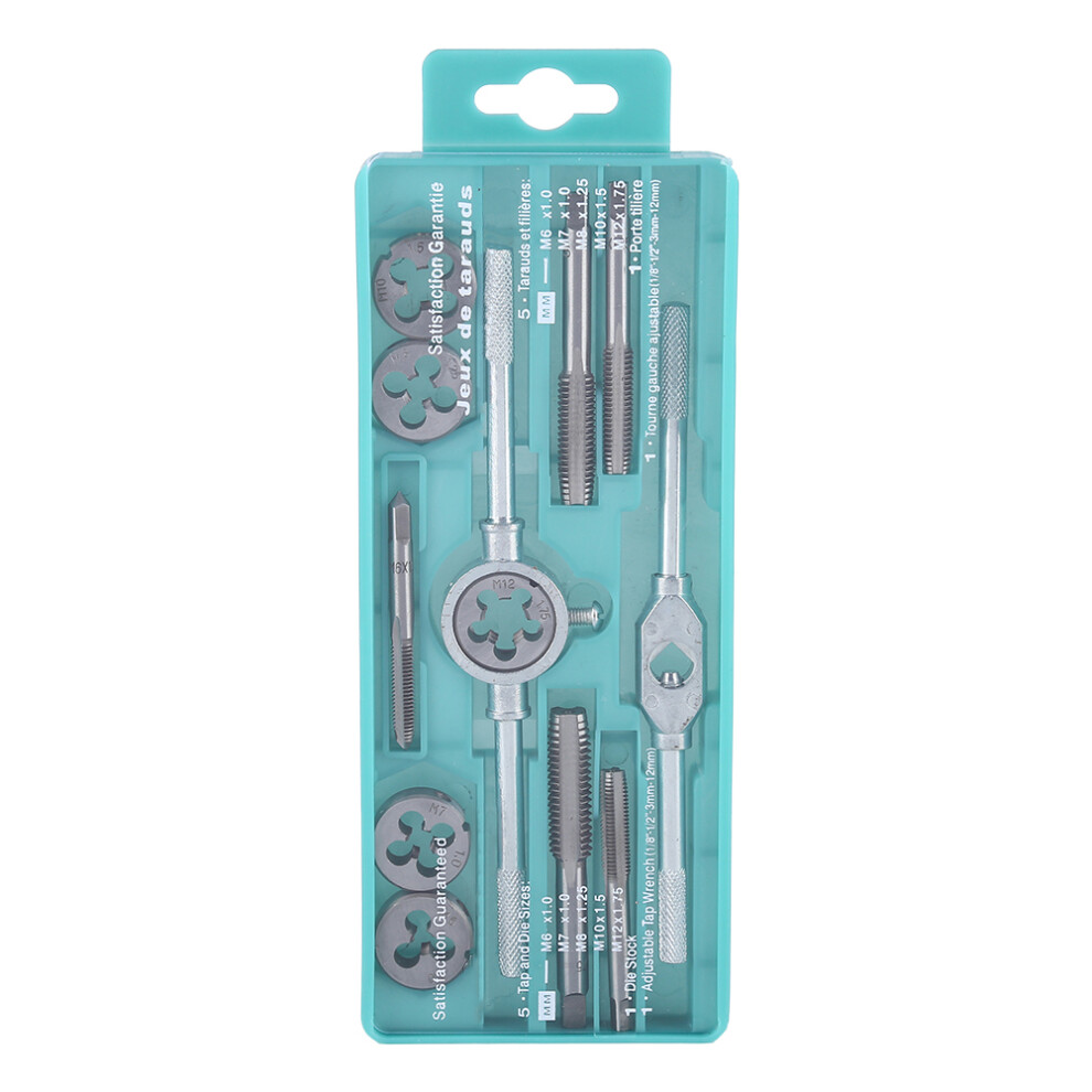 12pcs M6-M12 Screw Nut Thread Taps Dies With