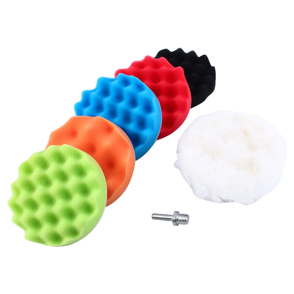 7Pcs 4" Sponge Polishing Waxing Buffing Pads Kit 8320539667980