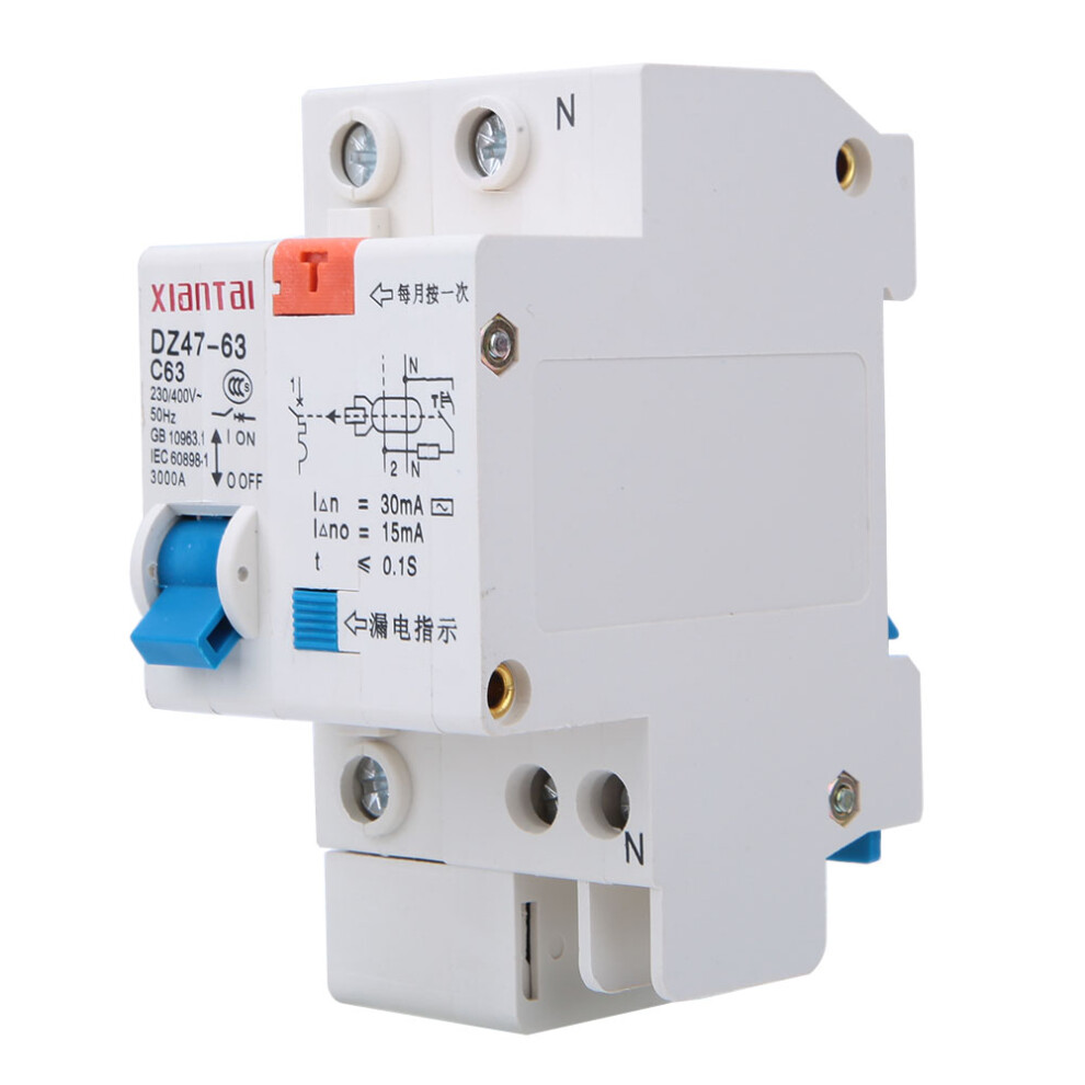 DZ47LE 1p N 230V-400V 50HZ 60A 4KA C Type Residual