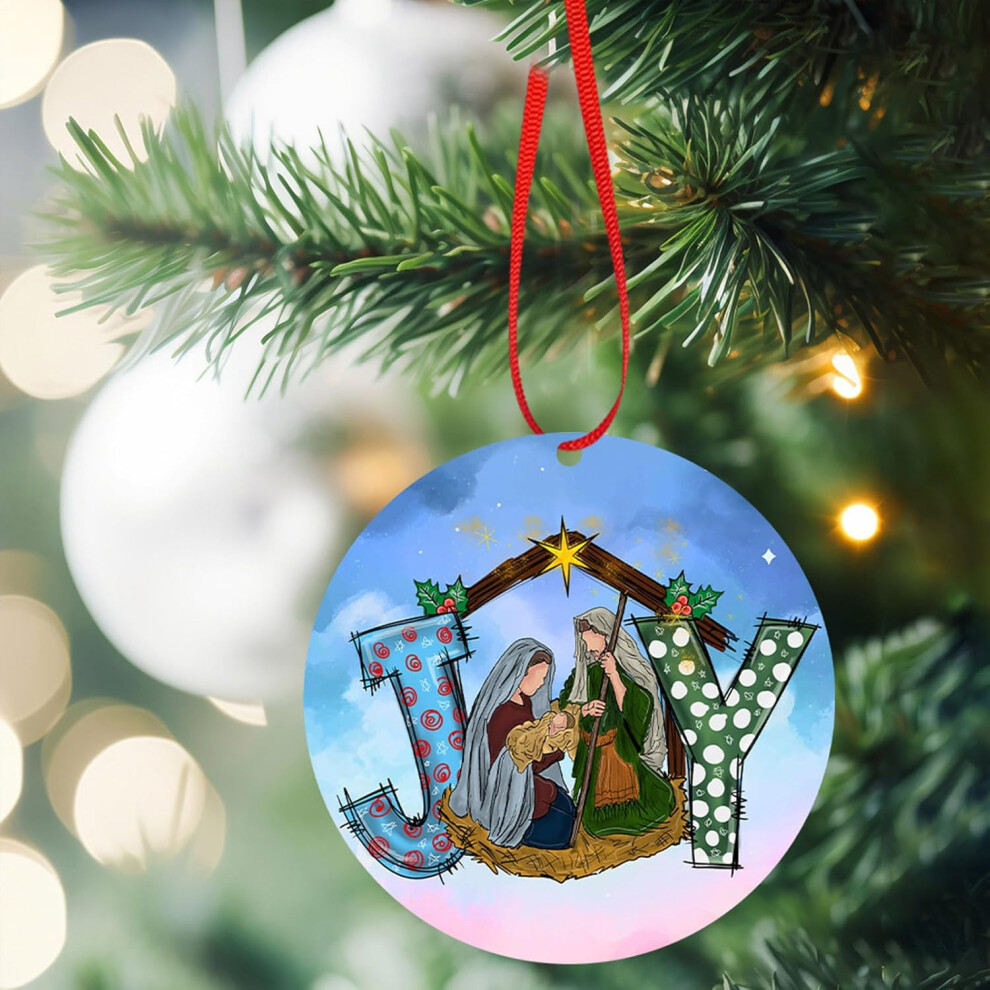 (D) Christmas Decoration Xmas Ornaments Nativity Scene Decoration Wooden Christmas Tree Car Decoration Sacred Religious Gifts Nativity Scene Christmas