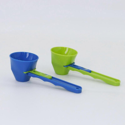 (Blue) Mess Free Measuring Funnel Creative Dried Egg White Sliding Spoon Coffee Anti-Colander 1