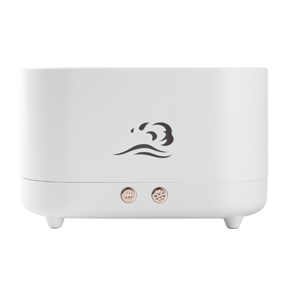 (White) Flame Diffuser Essential Oil LED Refillable Humidifier Button Control-image-OPC-PK9F8VY-NEW