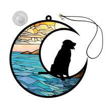 Animal Moon Ornament Window Hanging Plaque Colorful Pet Commemorative Pendant 12.70x12.00x0.40cm Home Decor