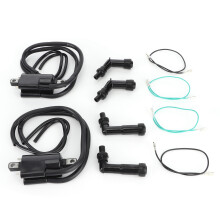 Zündspule Zündkerzenkappen-Set für Honda CB350F CB400F CB500 CB550 (Schwarz)