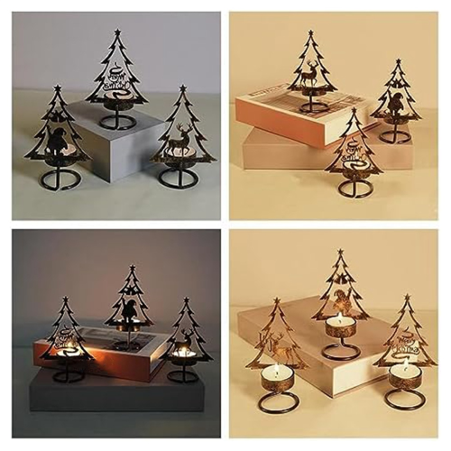 Candelabro de metal para centro de mesa navideño 2