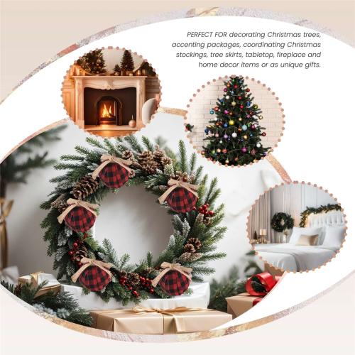 Christmas Tree Ornaments, 12 Pcs 2-1/2 Inches Red Black 2