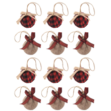 Christmas Tree Ornaments, 12 Pcs 2-1/2 Inches Red Black