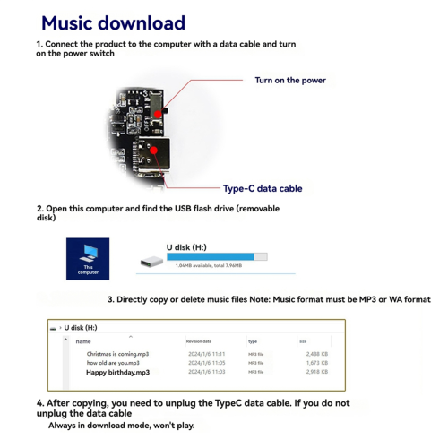 Módulo de sonido grabable GC06 Módulo de voz con descarga de MP3 2