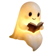 Cute Ghost Reading Book Lamp 3D LED Night Light Halloween Decor S
