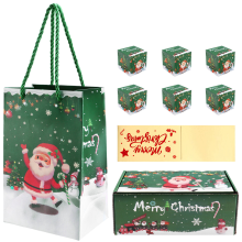 Kerst spaarpotset cadeaudoos voor contant geld (groen, 6 stuks)