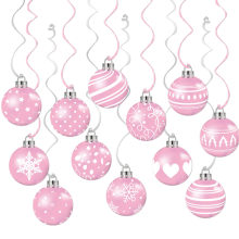24PCS Pink Christmas Balls Hanging Decoration Xmas Party Decor