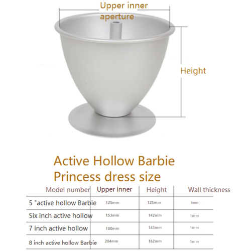 Forma de bolo de boneca de alumínio, forma para bolo, vestido de boneca, forma para bolo, decoração de bolo, 8 polegadas 2
