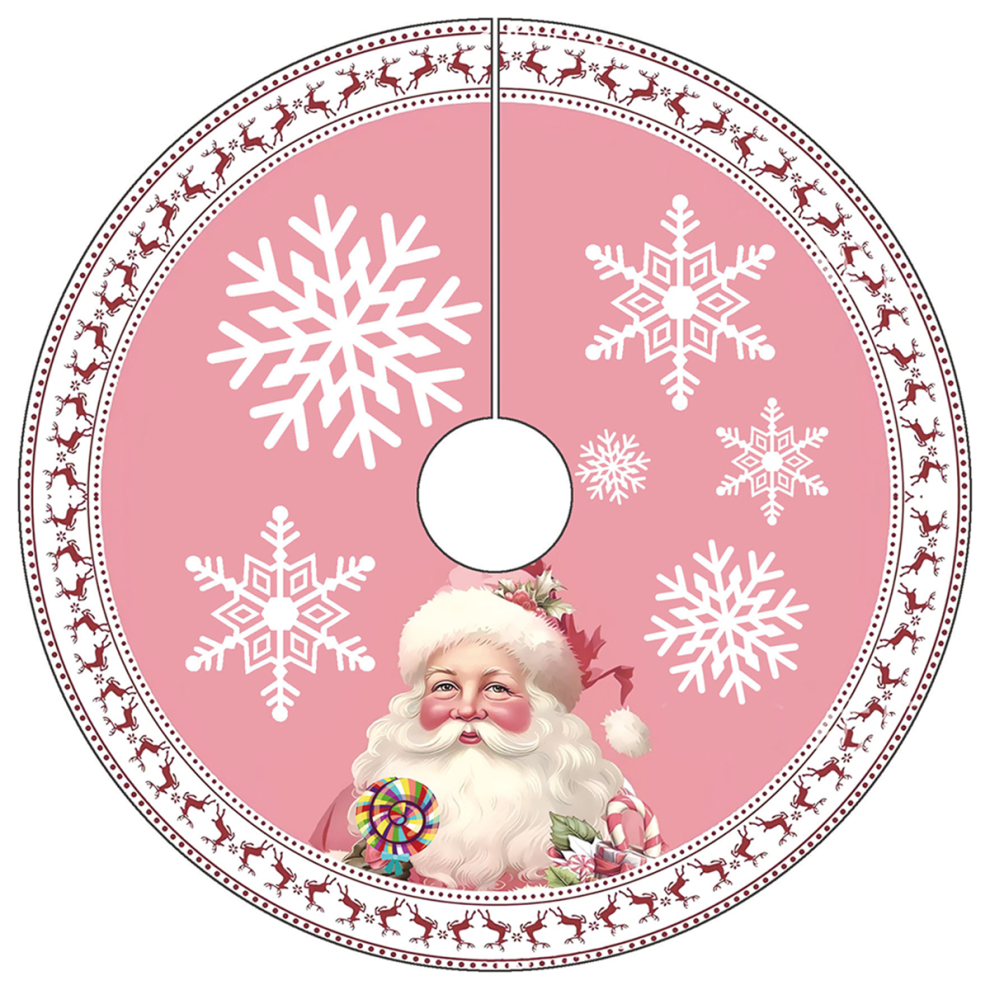 Skirt Xmas Snowflake Santa Claus Tree Decor Pink