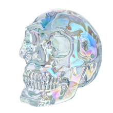 3in Handmade Crystal Skull Head Statue Colorful Glass Skull