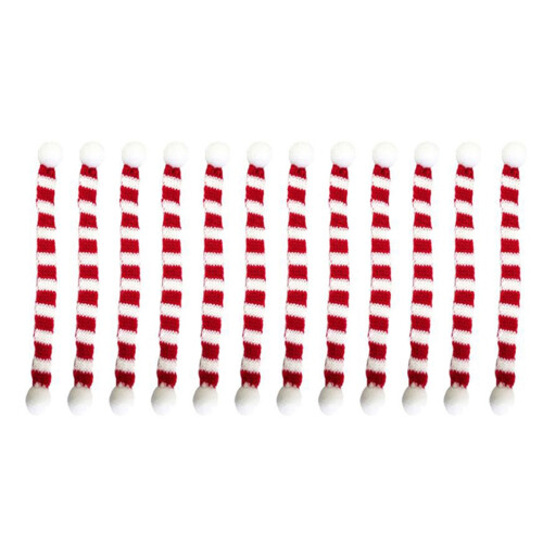 12 peças mini cachecol de natal vermelho e branco, garrafa, cachecol de malha, capa de boneca