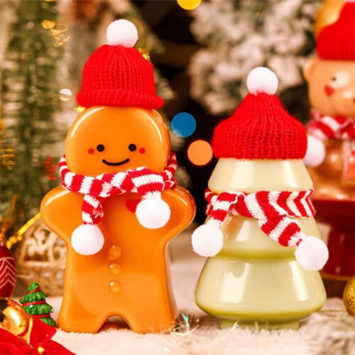 12 peças mini cachecol de natal vermelho e branco, garrafa, cachecol de malha, capa de boneca 2