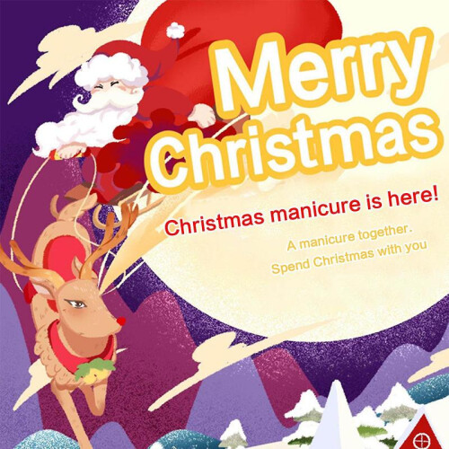 24pcs Christmas False Nails Christmas Press On Nails False Nail Tips Reindeer 1