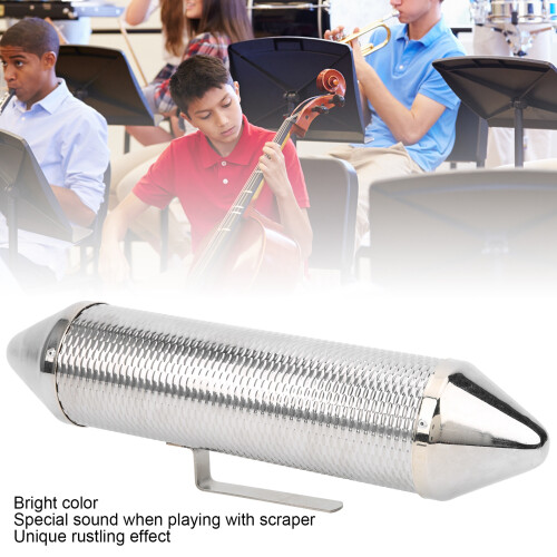 Edelstahl Silber Guiro Rüttler Scraper Orff-Percussion-Instrument 2