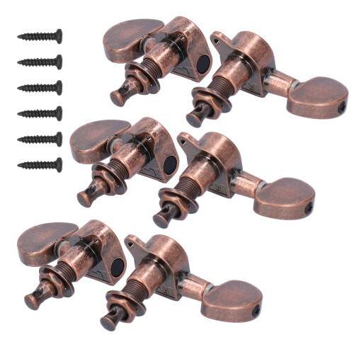 Copper Alloy Guitar Locking Tuners, 3 Left & 3 Right Head Knobs 1