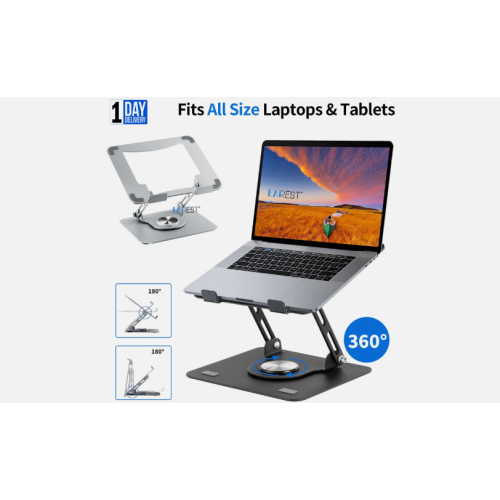 360° All Metal Portable Laptop Tablet Stand Riser Adjustable Holder
