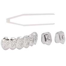 Gold Plated Teeth Brace Set for Halloween Party, Universal Fit, Silver or Gold