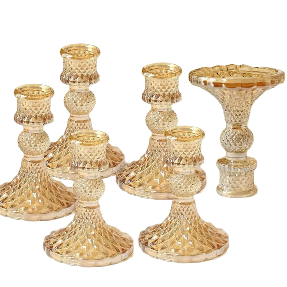 Taper Candlestick Holder Set of 6 Glass Candle Holder for Wedding-image-OPC-PK9FQ6S-NEW