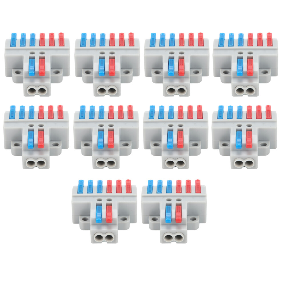 10Pcs Wire Conductor Connector 2in6out with Fixed