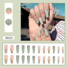 W025 Matcha Ballet Long Ballet Nail Art Nail Patch European And American Personality Wearing Armor