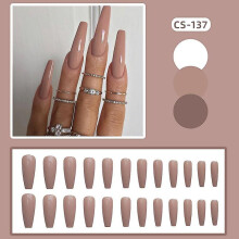 24pcs Length False Nails Long French False Nails False Tips Artificial Finger Manicure