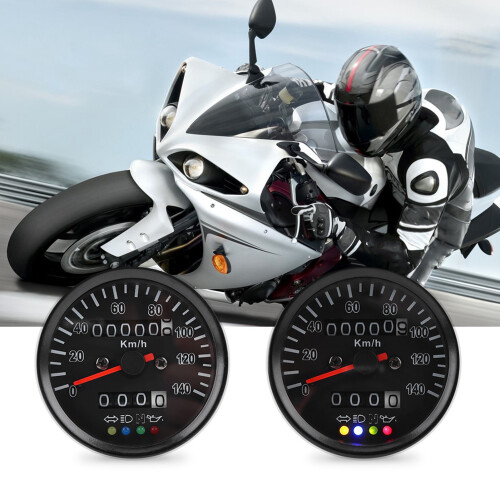 60mm Black Motorcycle Odometer Speedometer Gauge 2
