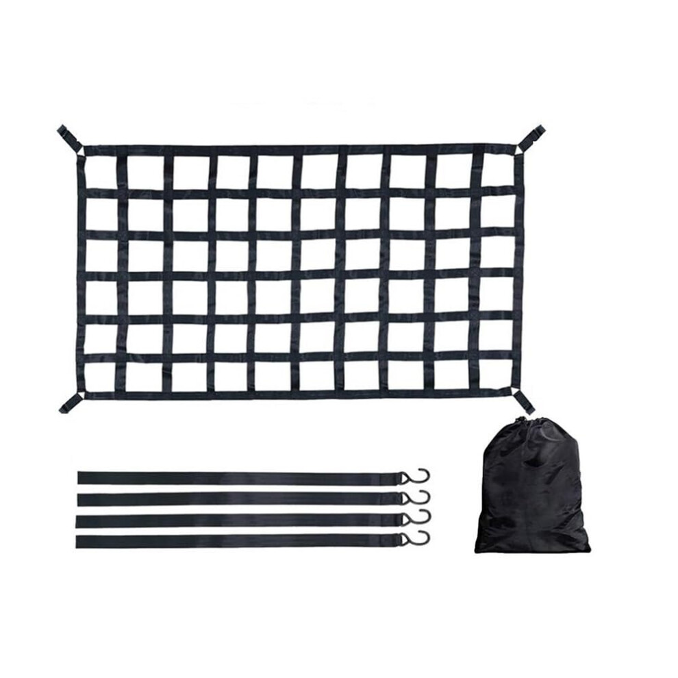 Trunk Cargo Net L, Flexible Polyester Trunk Net With Hooks, Universal Car Roof Storage, Stretchable Net Pocket 6447073321801