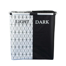 (Black White) Laundry Basket Dirty Clothes Hamper Oxford Cloth Organizer Washing