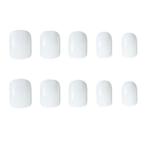 New 24pcs False Nails Pure White Short Paragraph Round Square Head Comfortable False Nail Nail 1