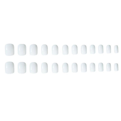 New 24pcs False Nails Pure White Short Paragraph Round Square Head Comfortable False Nail Nail 2