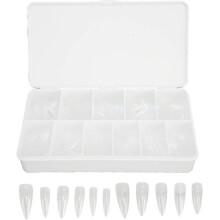 Long False Nails, 550 Pcs Ultra Thin Light False Nails, Semi Frosted False Nails, Long And Transparent for Nail Salon And Decoration (almond)