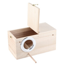 Wooden Bird Nest Parrot Breeding Box Outdoor Burlywood 15x15x29cm
