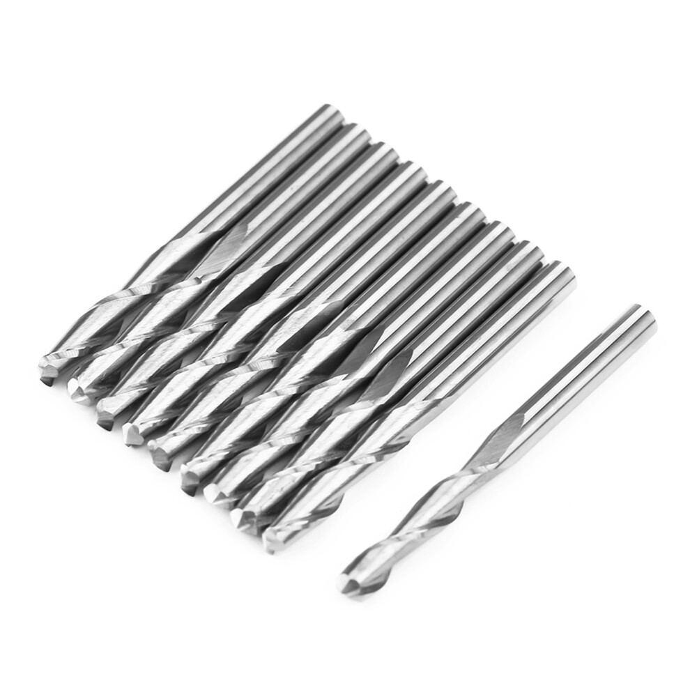 10PCS 3.175 x17mm Double Flutes Carbide Ball Nose