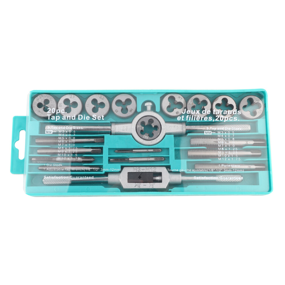 20pcs Metric Thread Tap Die Set Alloy Portable