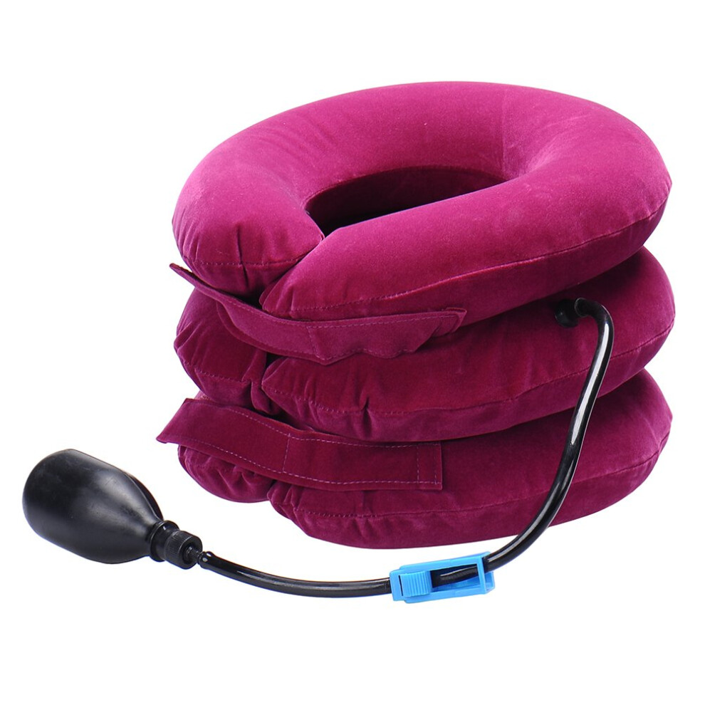 Pink Cervical Traction Neck Tractor - Adjustable Inflatable Collar For Spine Alignment And Chronic Neck Pain Relief,