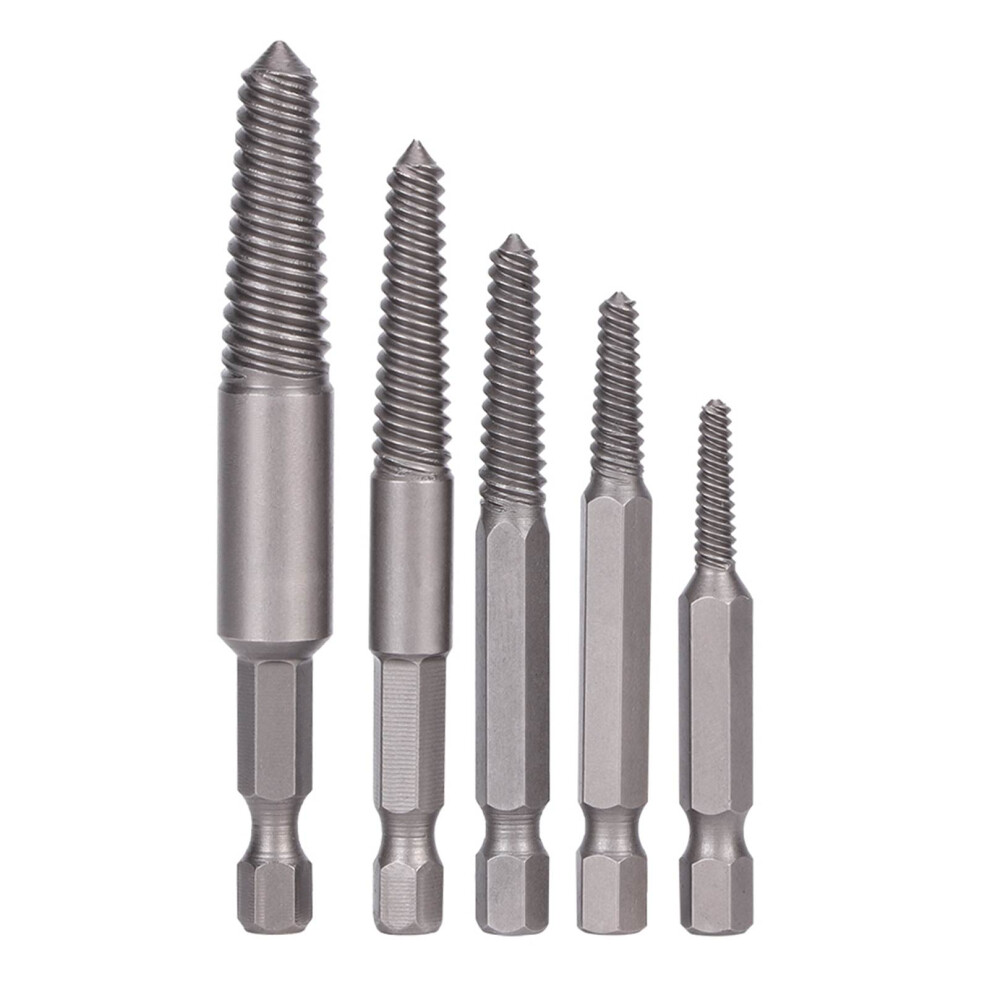 5pcs Broken Screw Extractor Hex Shank Fine Teeth