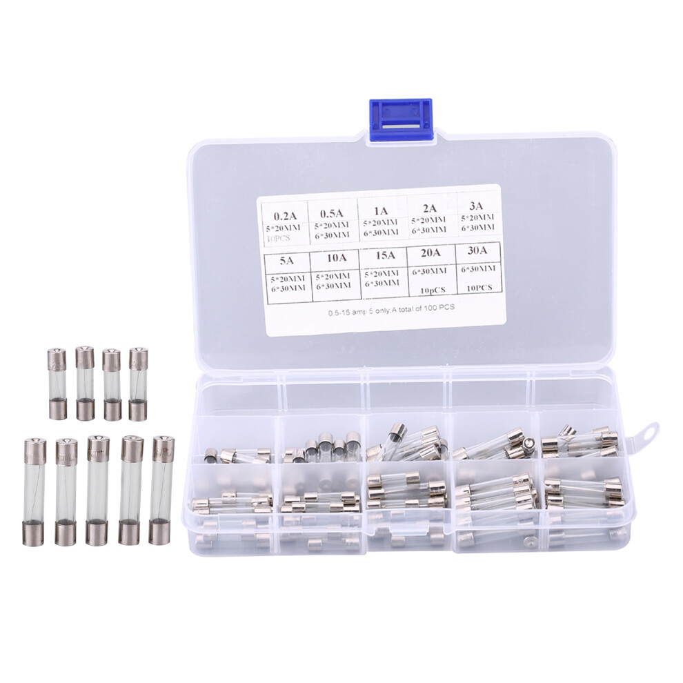 100Pcs 5*20Mm 6*30Mm Assortment Car Glass Fuse 8320539679662
